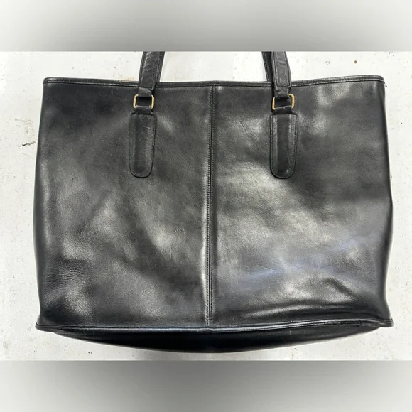Coach Vintage Black Leather Tote Bag - Picture 3 of 8